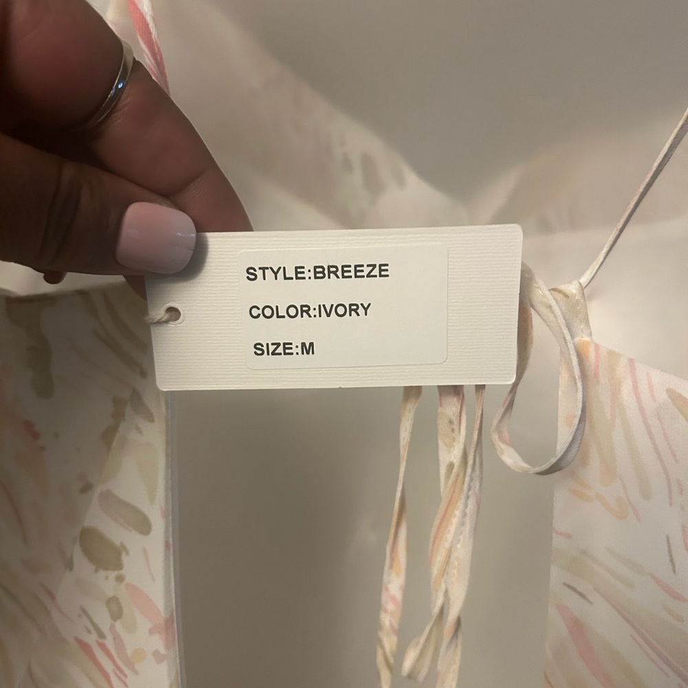 Virgo & Aster dress - white with light pink/beige print open back maxi NWT - Picture 8 of 14